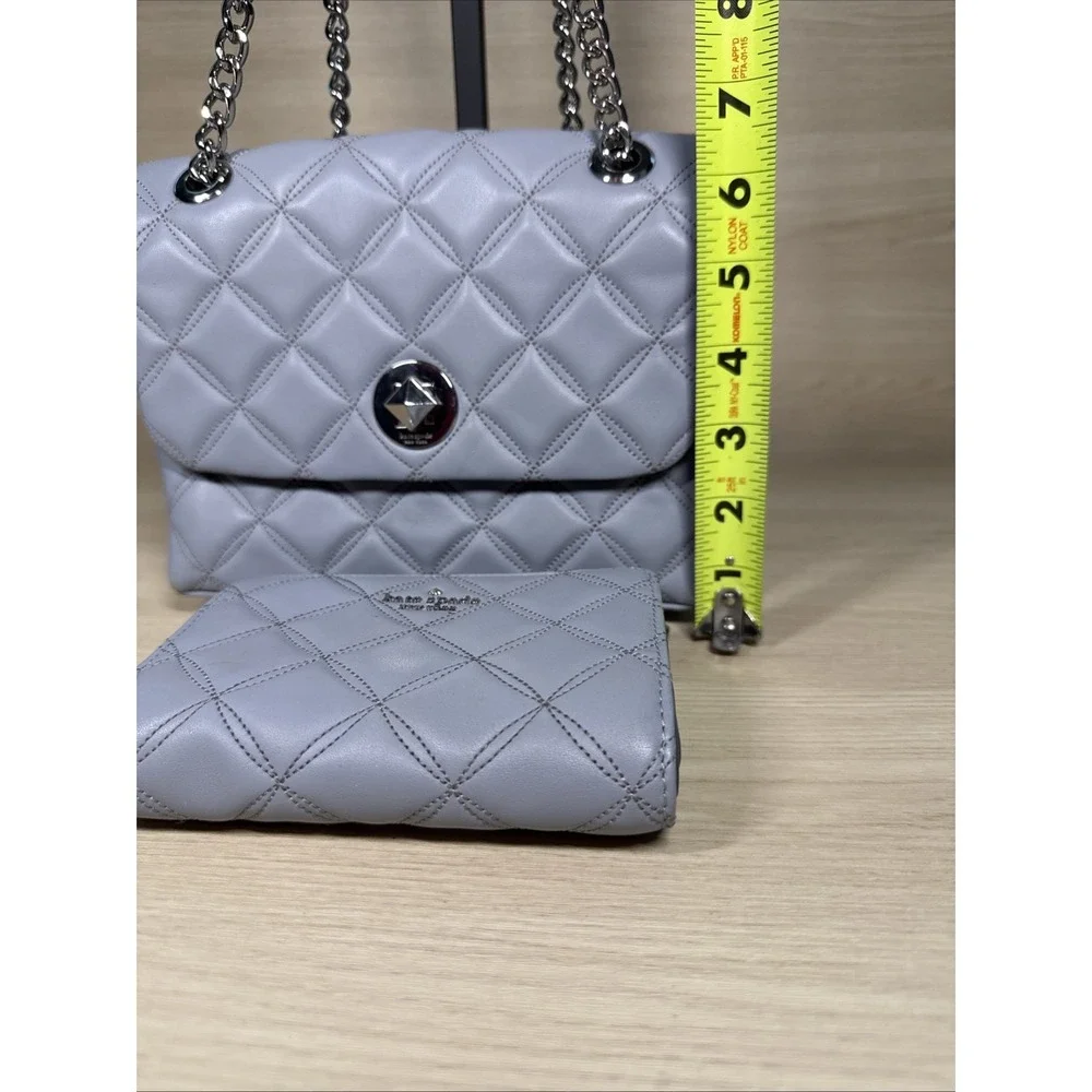 kate Spade Natalia Quilted Medium Chain Leather Shoulder Bag‎ And Wallet Brushed